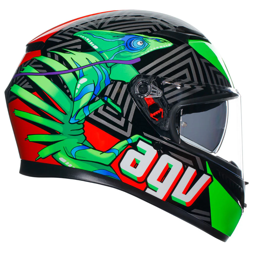AGV - K3 Kamaleon Black/Red/Green Helmet - Image 3