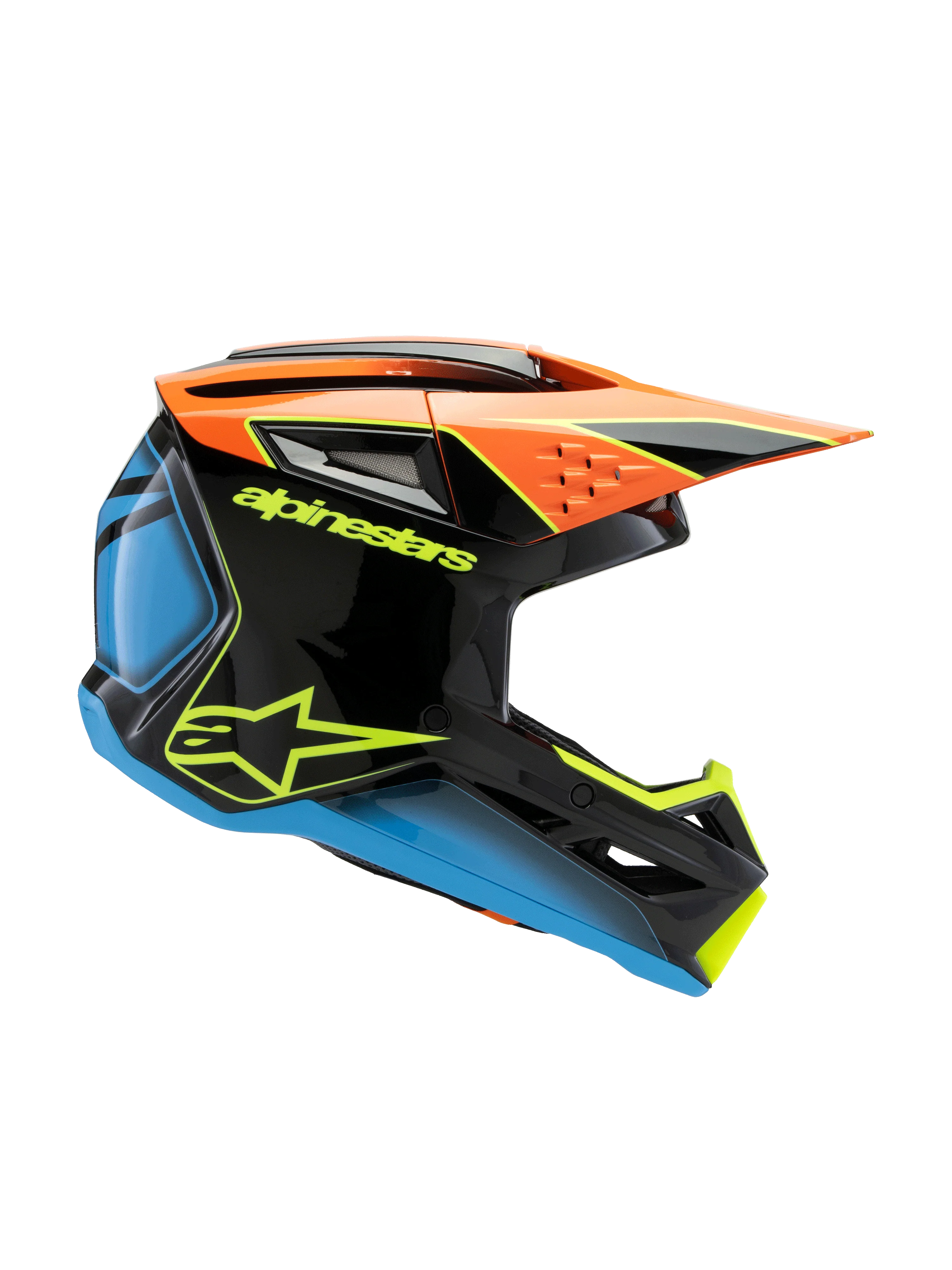 Alpinestars - 2025 SM3 Youth Fray Black Orange Yellow Glossy MX Helmet - Image 3