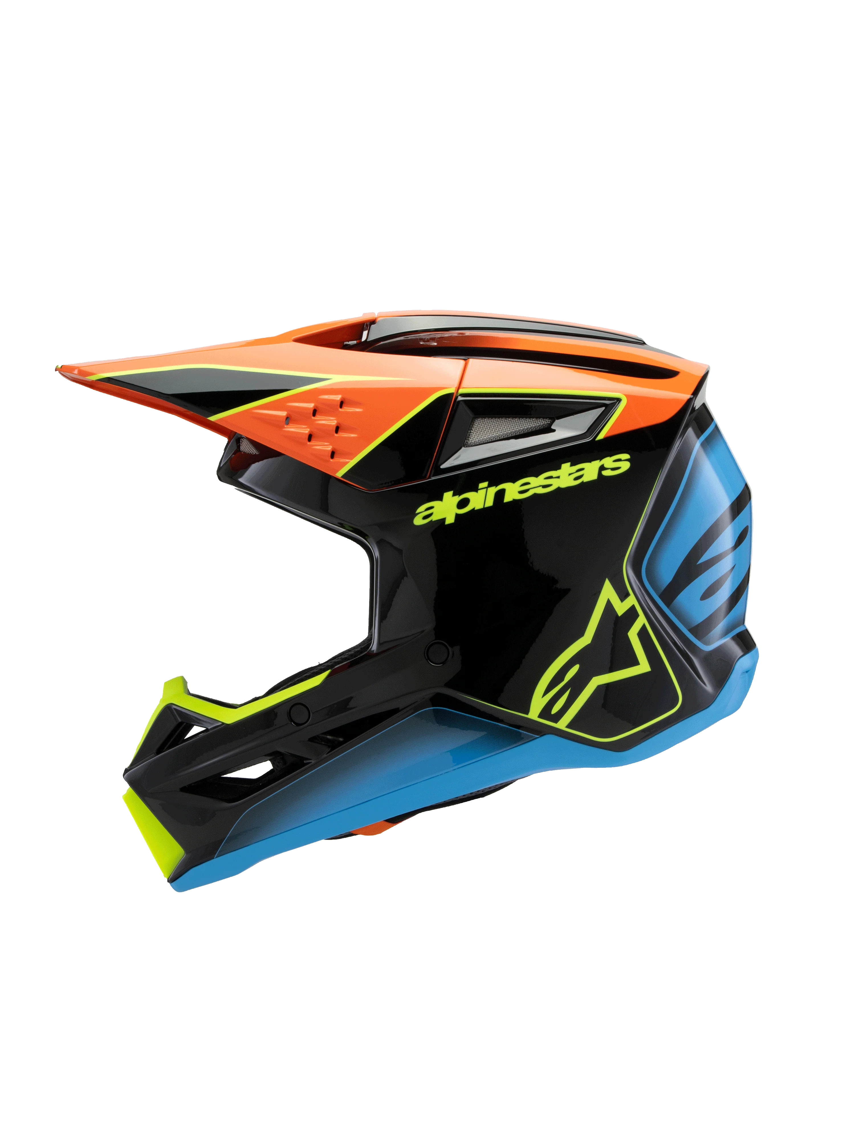 Alpinestars - 2025 SM3 Youth Fray Black Orange Yellow Glossy MX Helmet - Image 4