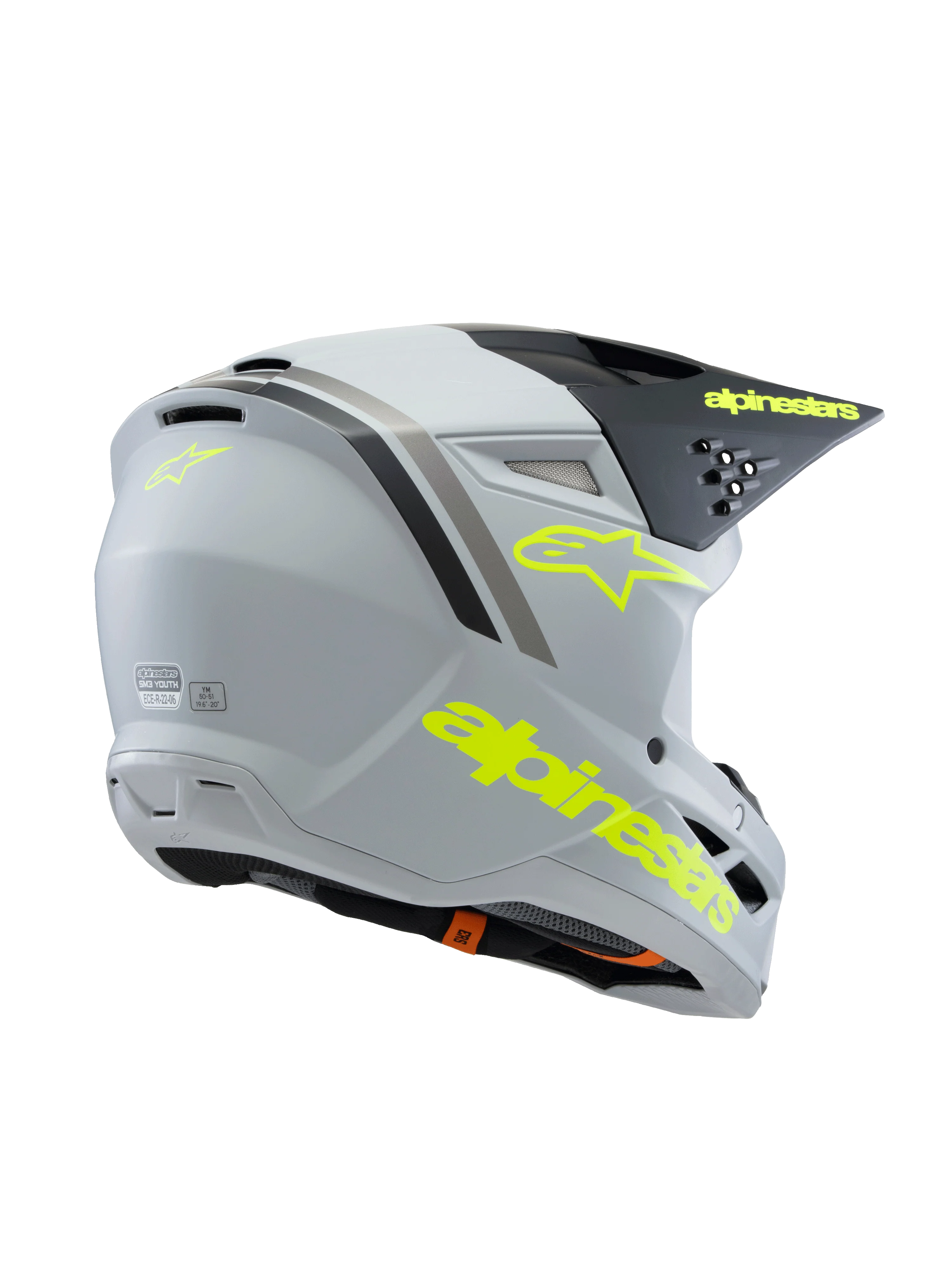 Alpinestars - 2025 SM3 Youth Radium Grey Black Yellow Matt MX Helmet - Image 2