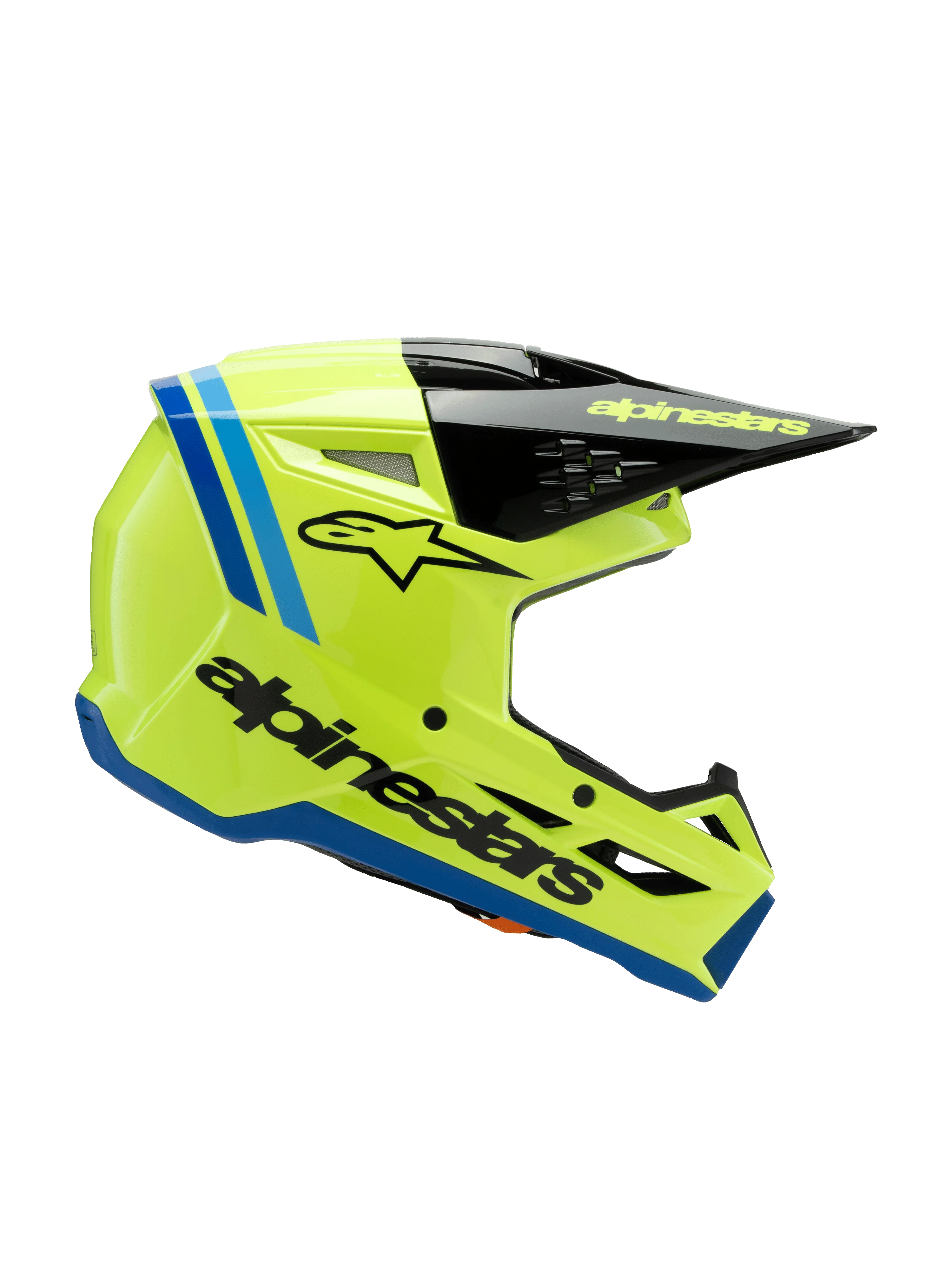 Alpinestars - 2025 SM3 Youth Radium Yellow Black Blue Glossy MX Helmet - Image 3
