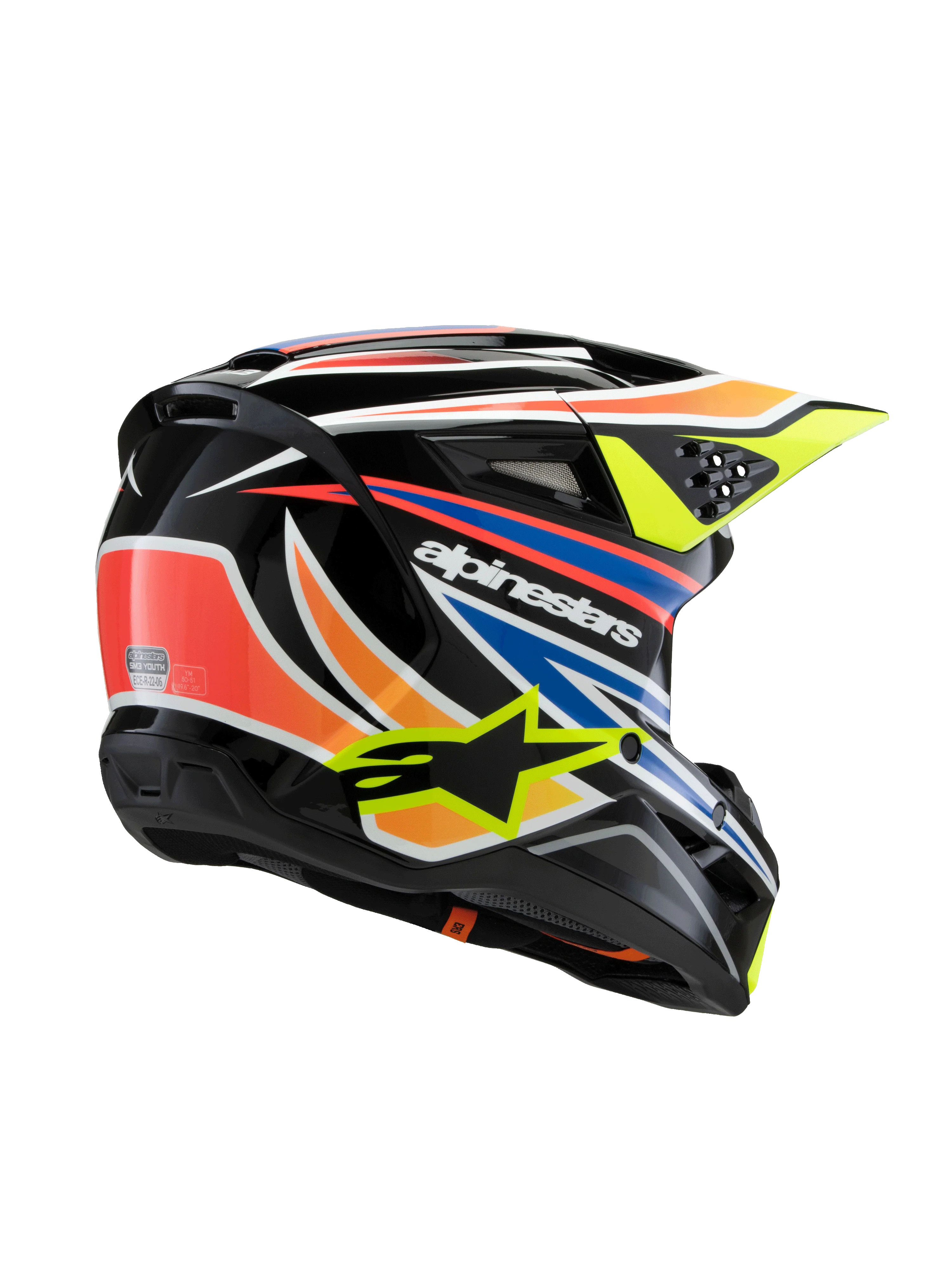 Alpinestars - 2025 SM3 Youth Wurx Black Yellow-Fluro Blue Red Glossy MX Helmet - Image 2
