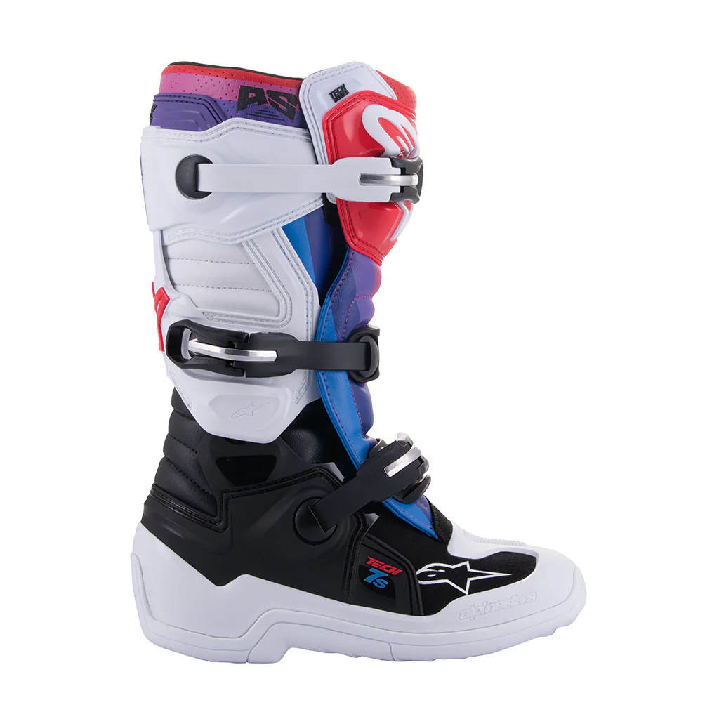 Alpinestars - Tech 7s Black/White/Rainbow Youth MX Boots - Image 2