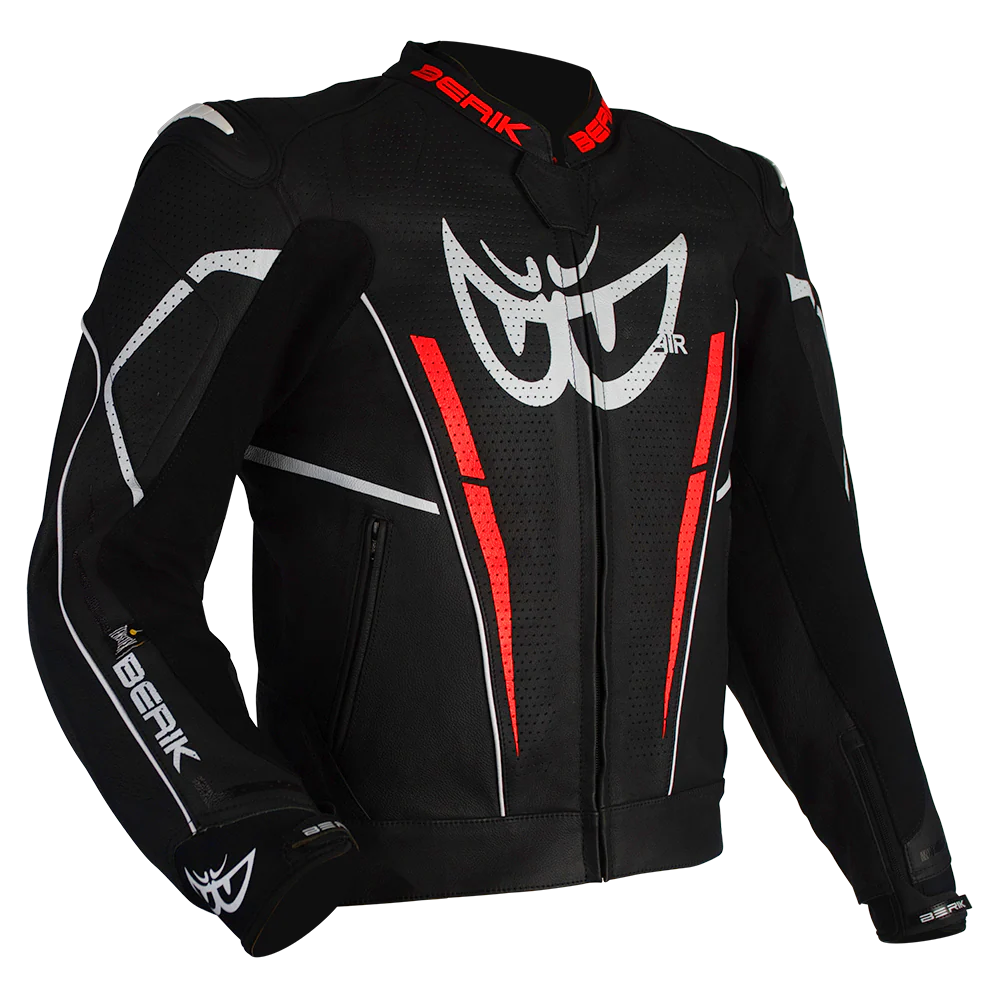 Berik - Monza Black/Flo Red Leather Jacket