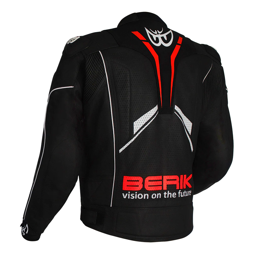 Berik - Monza Black/Flo Red Leather Jacket - Image 2