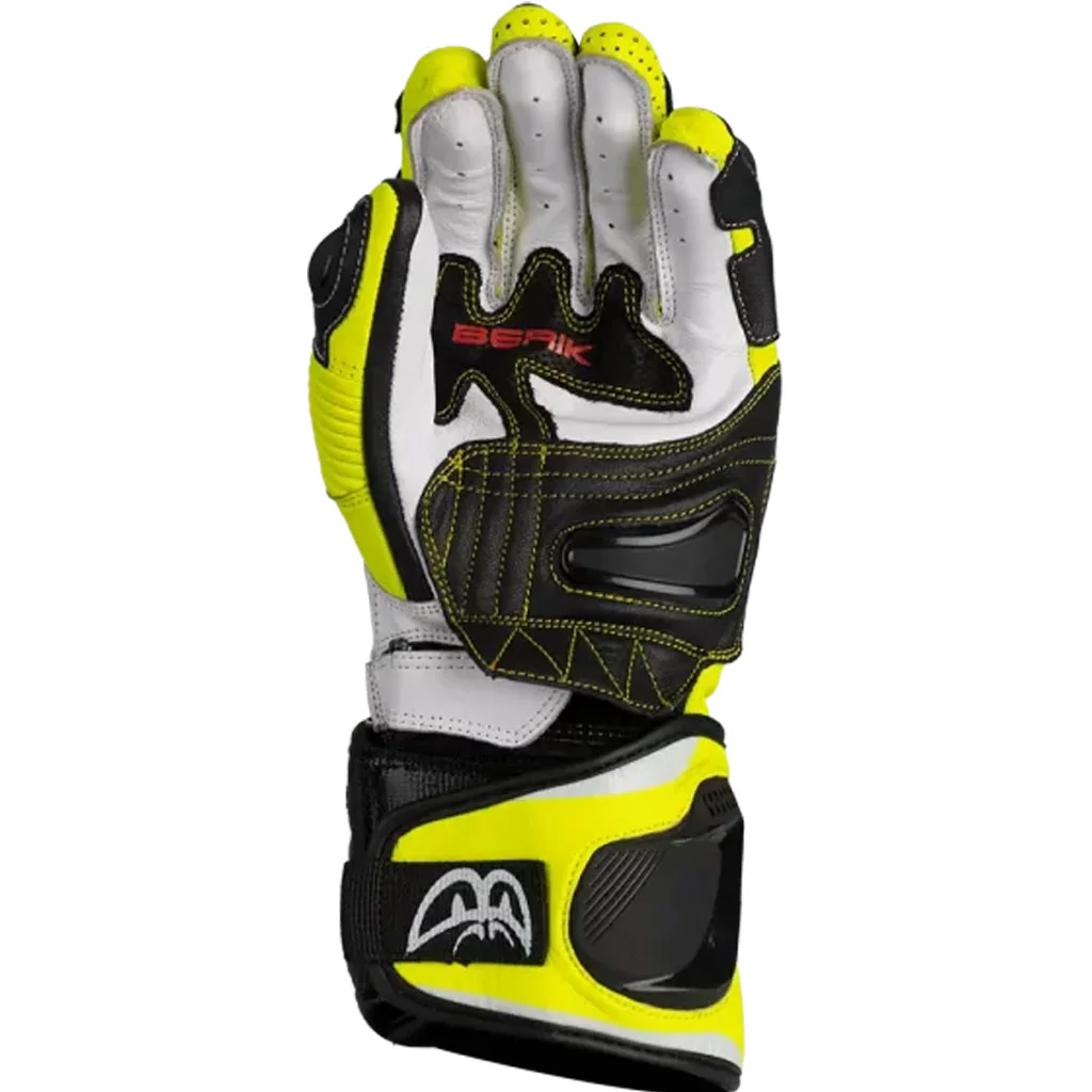Berik - Trax Black/Flo Yellow Leather Gloves - Image 2