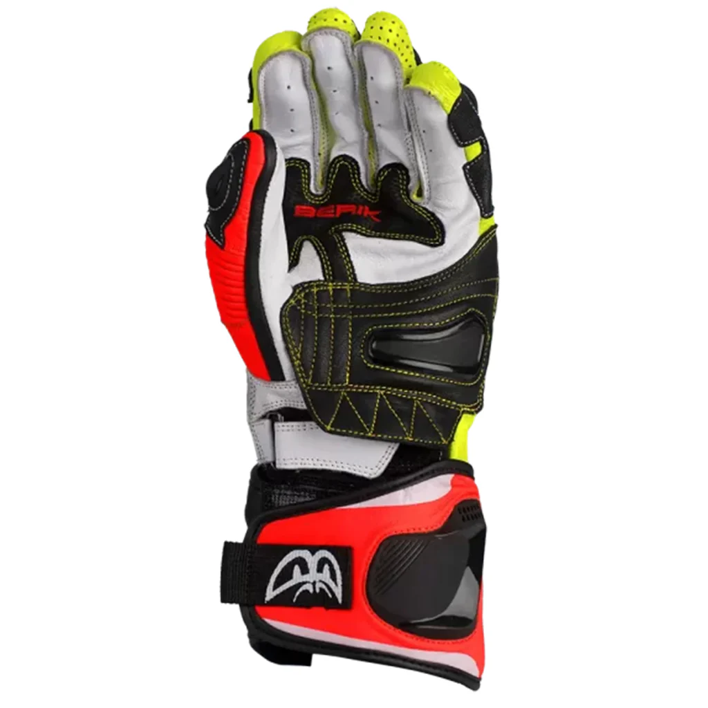 Berik - Trax Black/Flo Yellow/Red Leather Gloves - Image 2