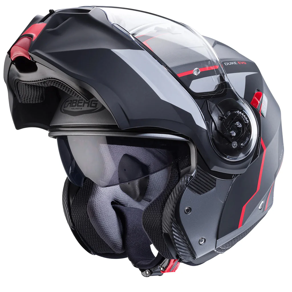 Caberg - Duke Evo Move Grey/Black/Red Modular Helmet - Image 3
