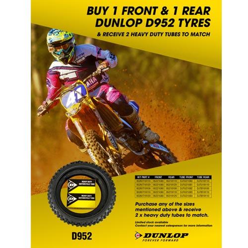 Dunlop - 952 Enduro Front & Rear Tyre & Tube Kit - 120/90-18 - Image 2