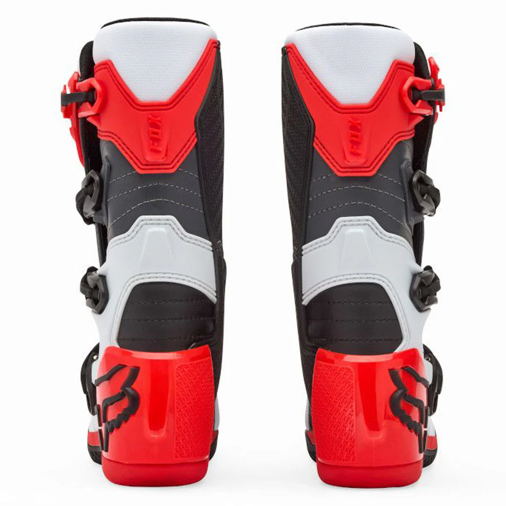 Fox - 2026 Youth Comp White/Flo Red Boots - Image 2
