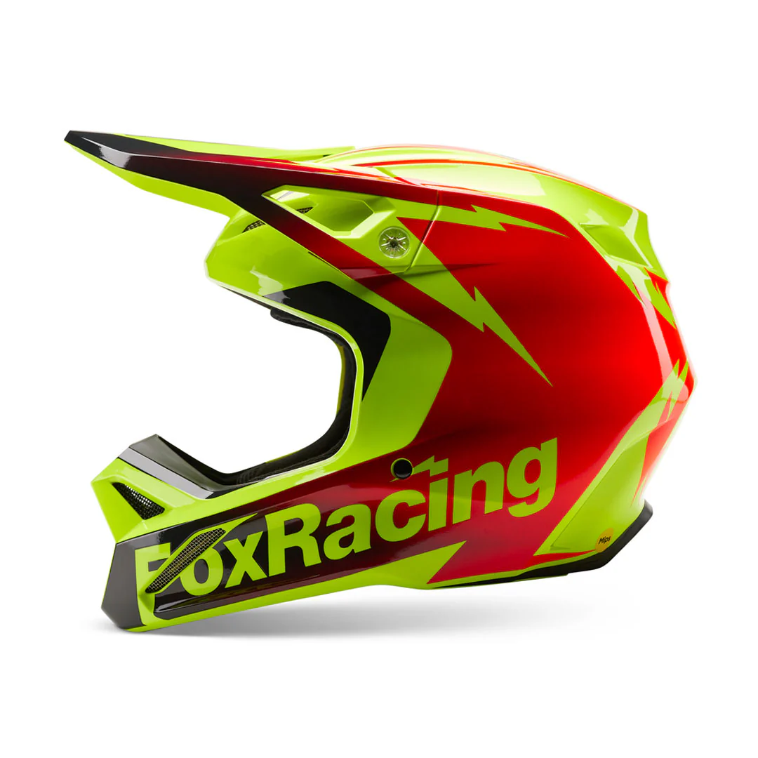 Fox - 2024 V1 Statk Yellow/Red Helmet - Image 2