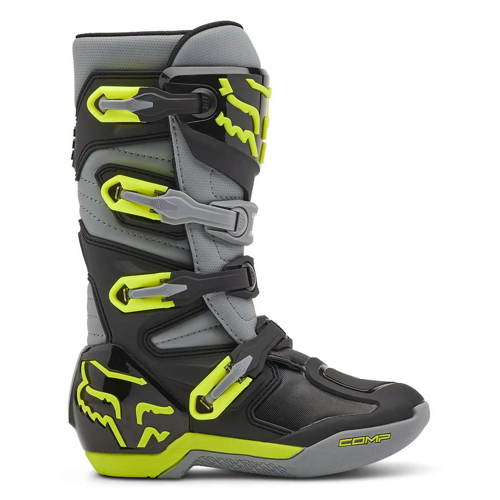 Fox - 2025 Youth Comp Grey Yellow MX Boots - Image 2