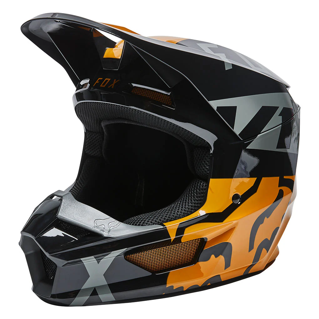 Fox - Youth V1 Skew Black/Gold Helmet - Image 2