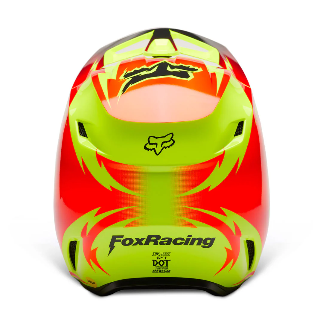 Fox - 2024 Youth V1 Statk Yellow/Red Helmet - Image 5