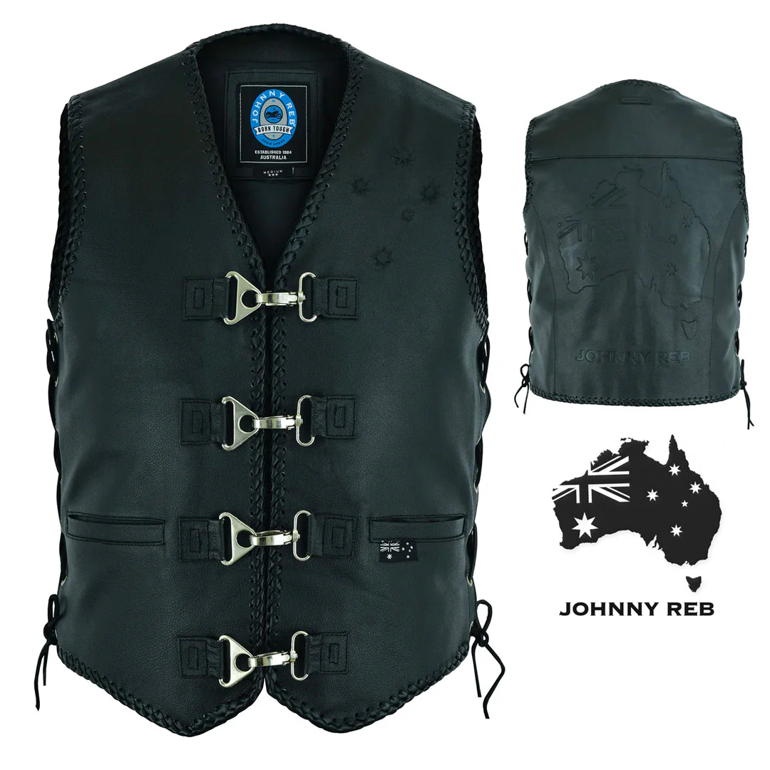 Johnny Reb - Aussie Flag Leather Vest - Image 4