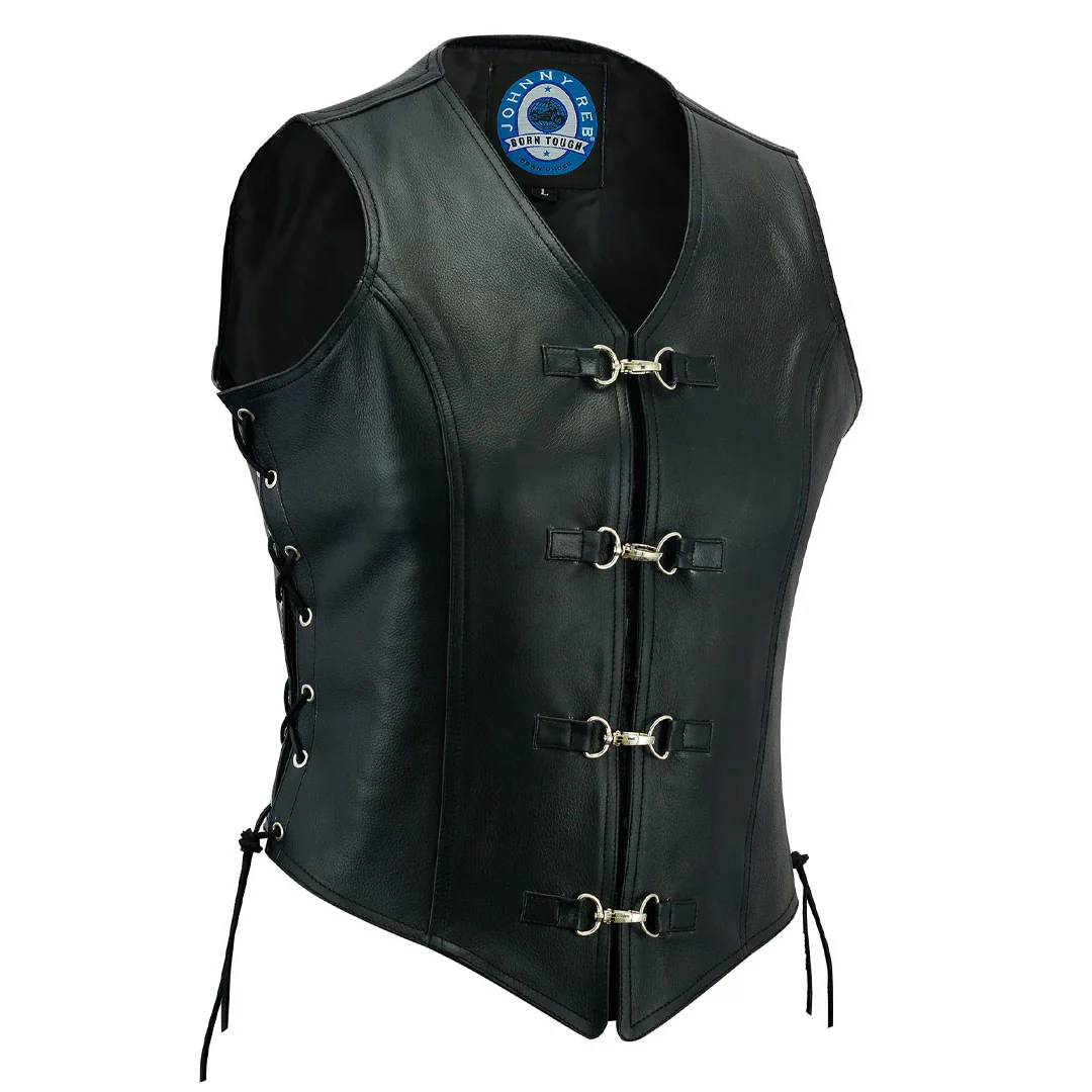 Johnny Reb - Womens Sapphire Leather Vest - Image 2