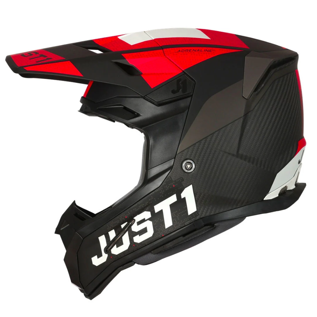 Just1 - J22 Youth Adrenaline Black/Red Carbon Helmet - Image 3