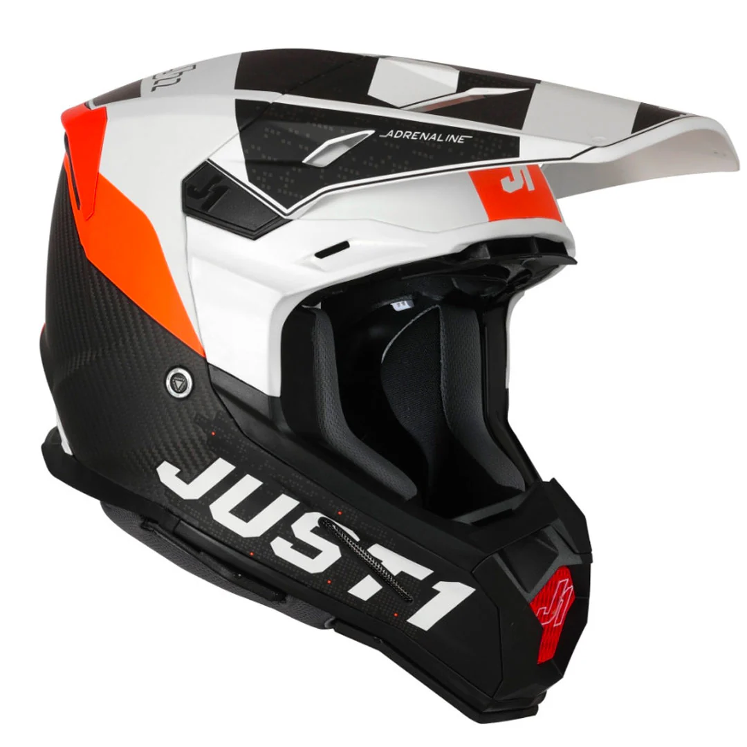 Just1 - J22 Youth Adrenaline Black/White/Orange Carbon Helmet - Image 2