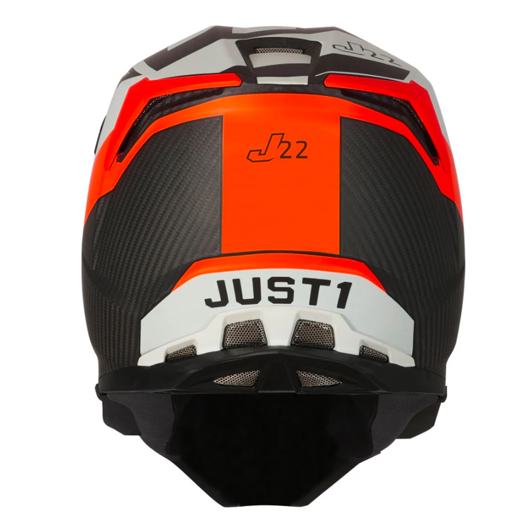Just1 - J22 Youth Adrenaline Black/White/Orange Carbon Helmet - Image 5