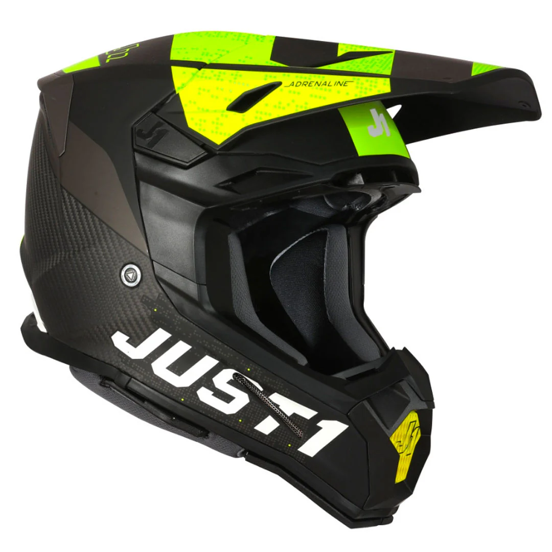 Just1 - J22 Youth Adrenaline Black/Yellow Carbon Helmet - Image 2