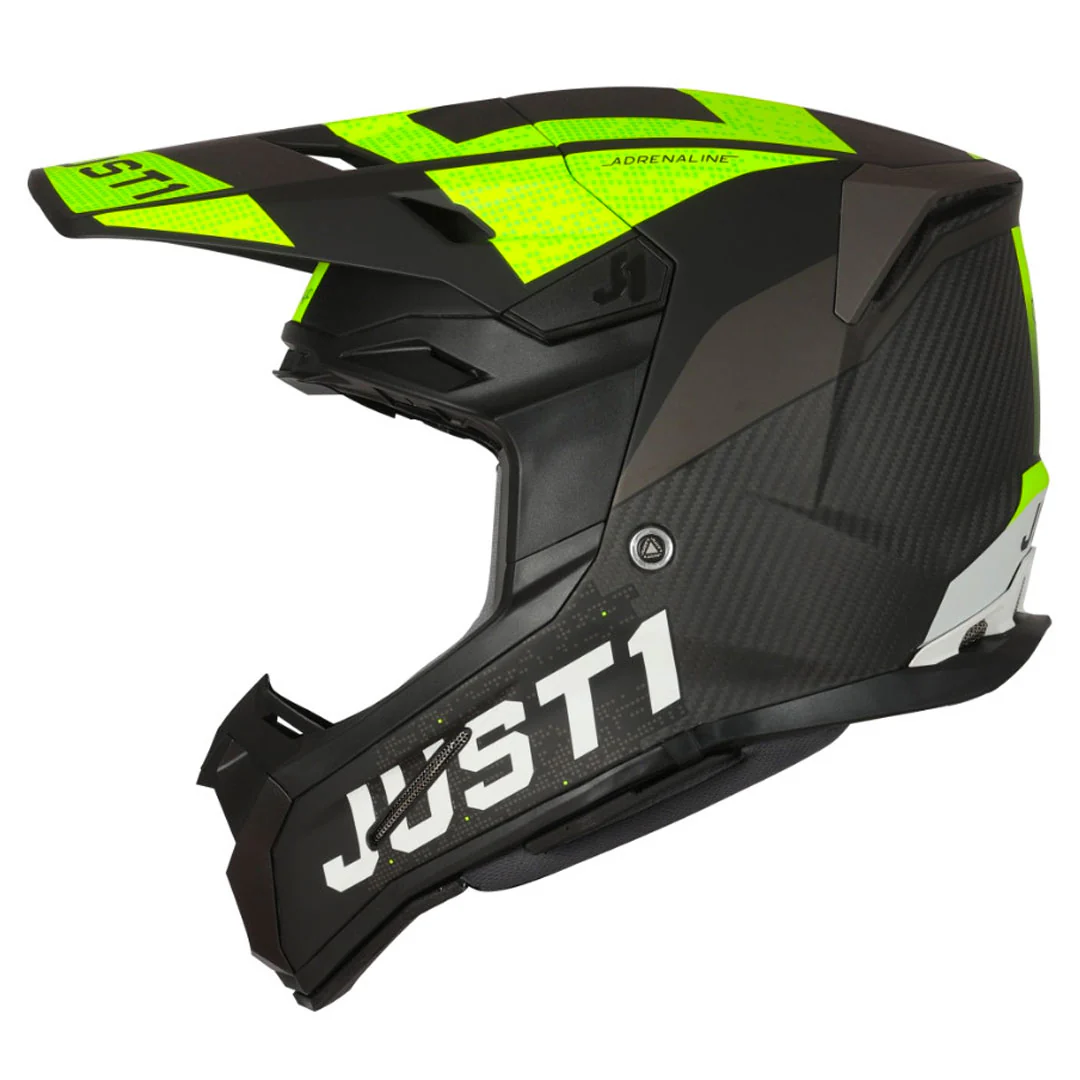 Just1 - J22 Youth Adrenaline Black/Yellow Carbon Helmet - Image 3