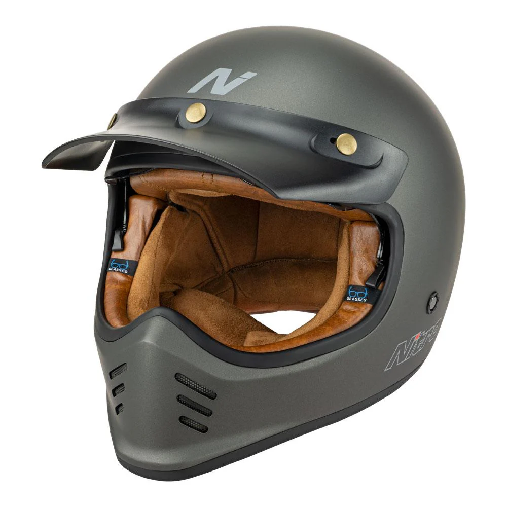 Nitro - MX502 Retro Satin Graphite Full Face Helmet - Image 6