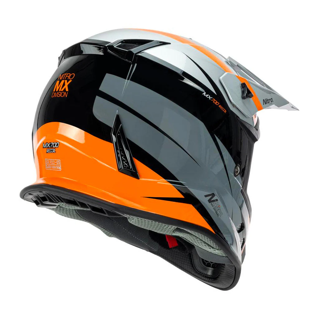 Nitro - MX700 Recoil Orange/Grey Helmet - Image 2