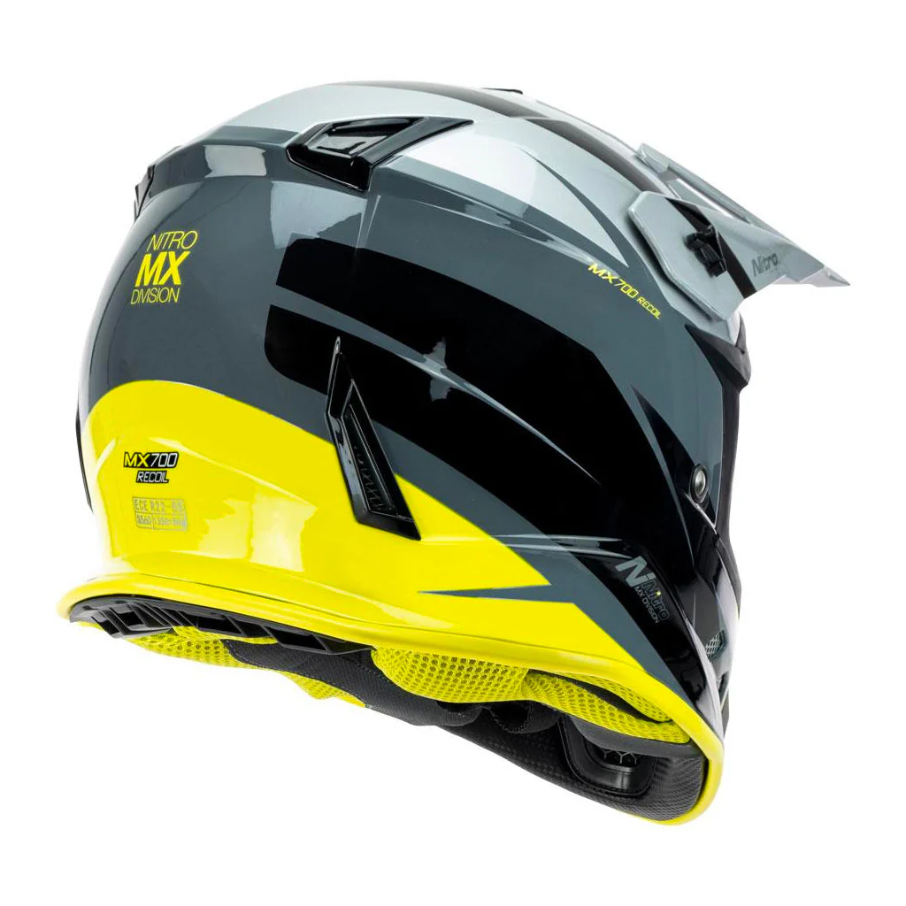 Nitro - MX700 Recoil Grey/Yellow Helmet - Image 4