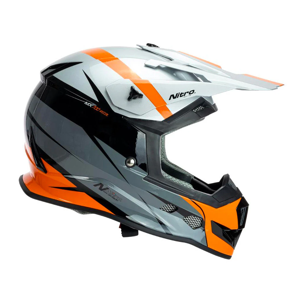 Nitro - MX700 Recoil Orange/Grey Helmet - Image 4