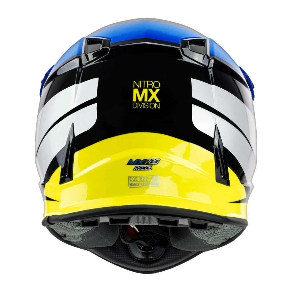 Nitro - MX700 Youth Recoil Blue/Yellow Helmet - Image 5
