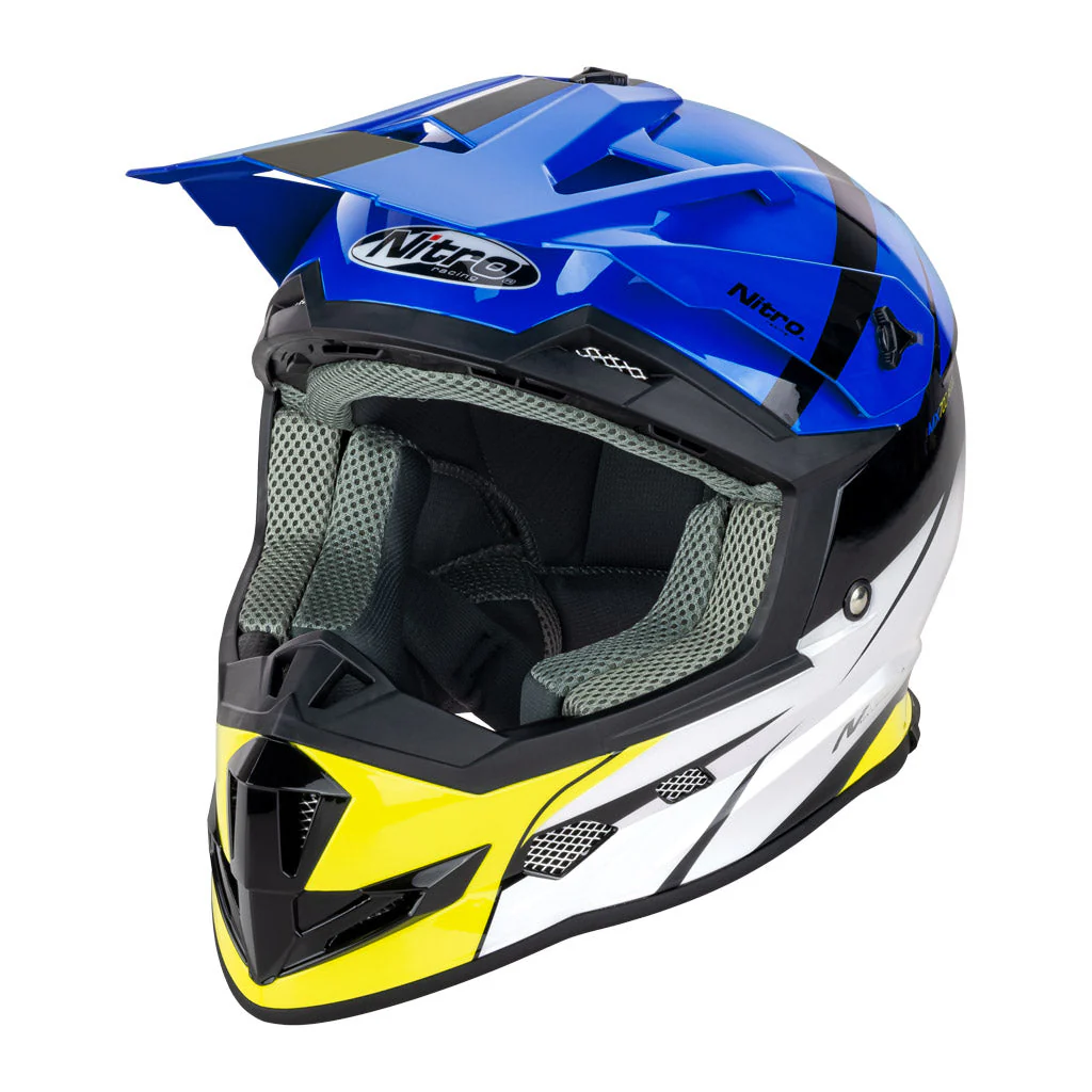 Nitro - MX700 Youth Recoil Blue/Yellow Helmet - Image 6