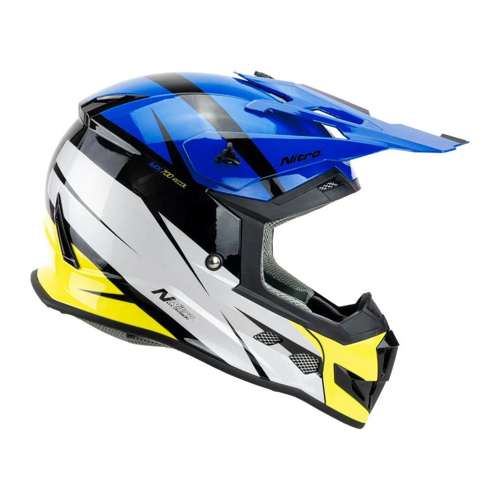 Nitro - MX700 Youth Recoil Blue/Yellow Helmet - Image 9