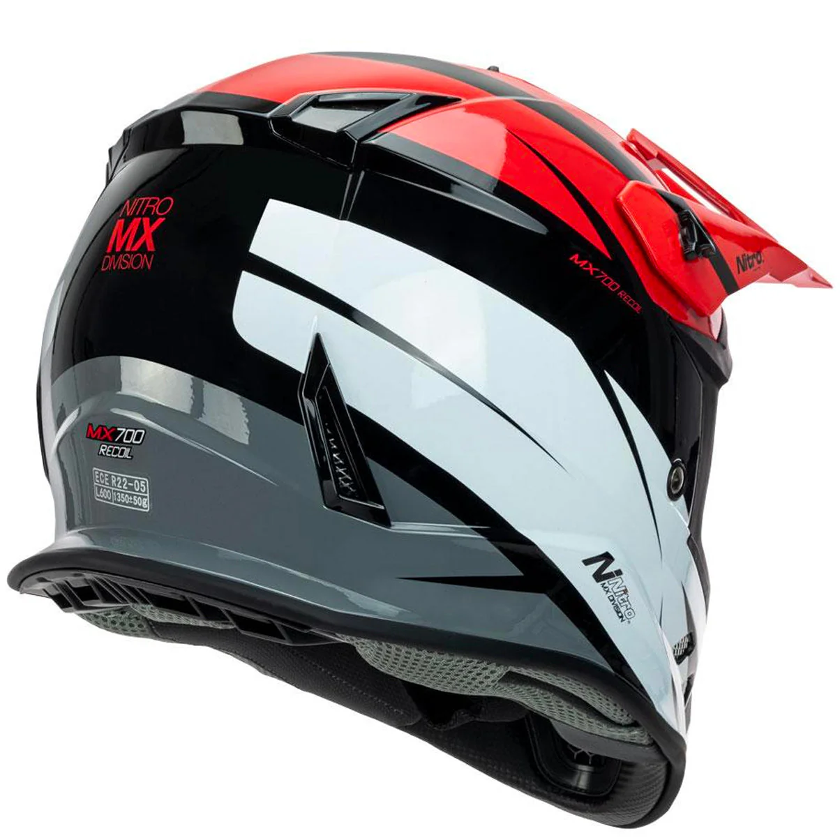 Nitro - MX700 Youth Recoil Red/White Helmet - Image 4