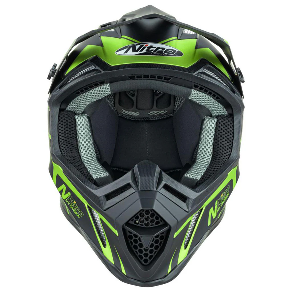 Nitro - MX760 Satin Black/Fluro Green Helmet - Image 3