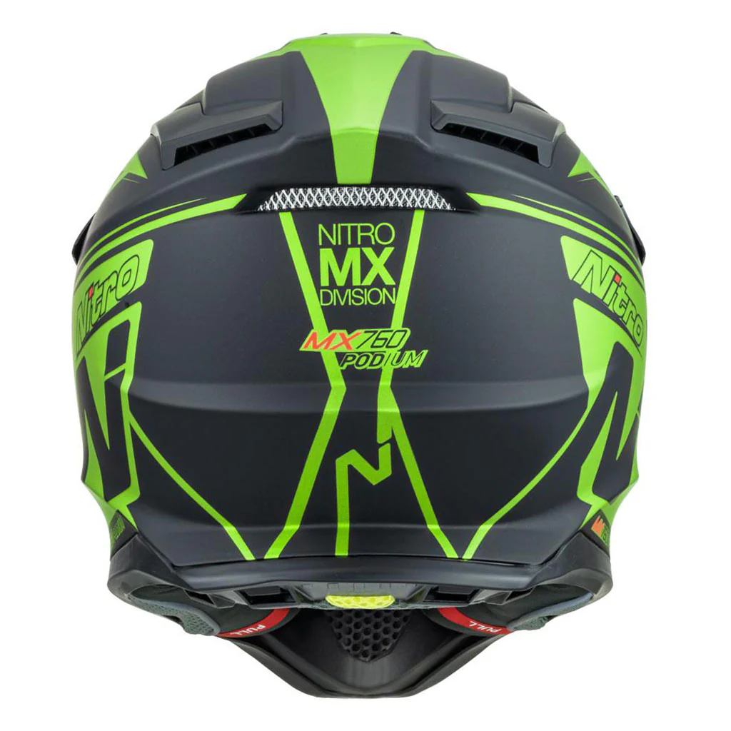 Nitro - MX760 Satin Black/Fluro Green Helmet - Image 5
