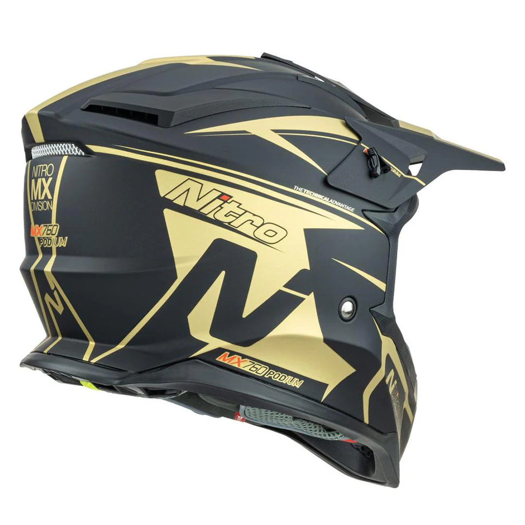 Nitro - MX760 Satin Black/Gold Helmet - Image 4