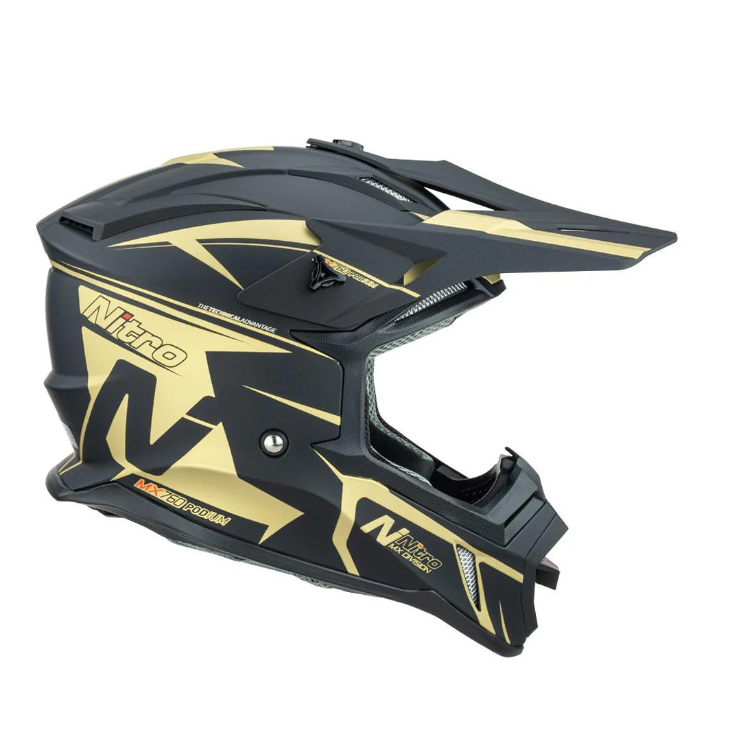 Nitro - MX760 Satin Black/Gold Helmet - Image 5