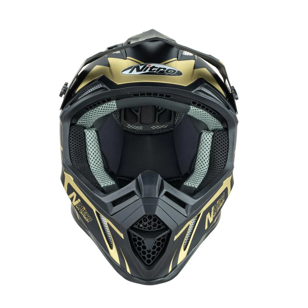 Nitro - MX760 Satin Black/Gold Helmet - Image 6