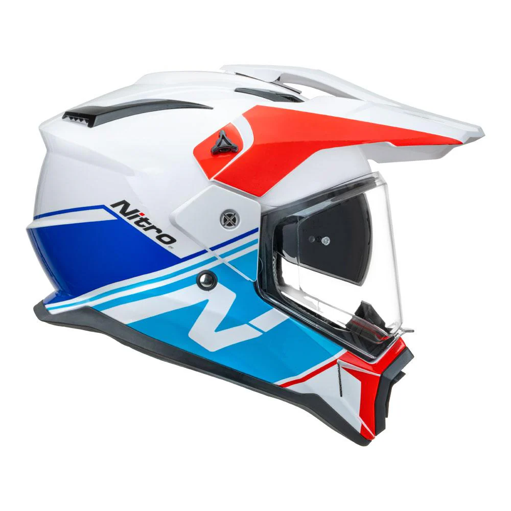 Nitro - MX780 Gloss White/Blue/Red Adventure Helmet - Image 2