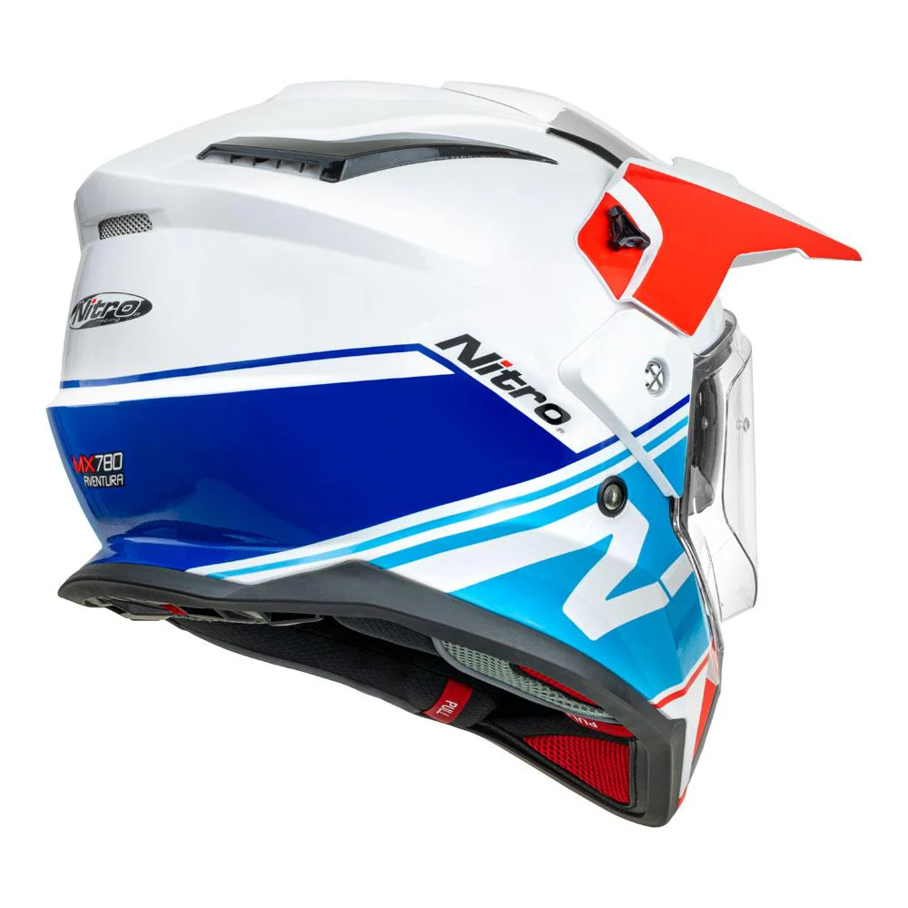 Nitro - MX780 Gloss White/Blue/Red Adventure Helmet - Image 5