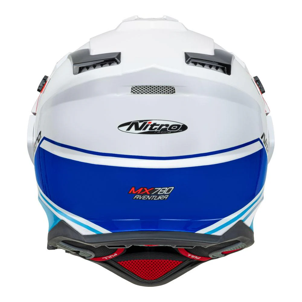 Nitro - MX780 Gloss White/Blue/Red Adventure Helmet - Image 6