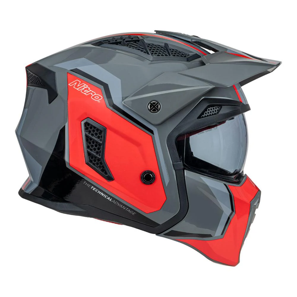 Nitro - NZ302 Fighter Grey/Orange Helmet - Image 3