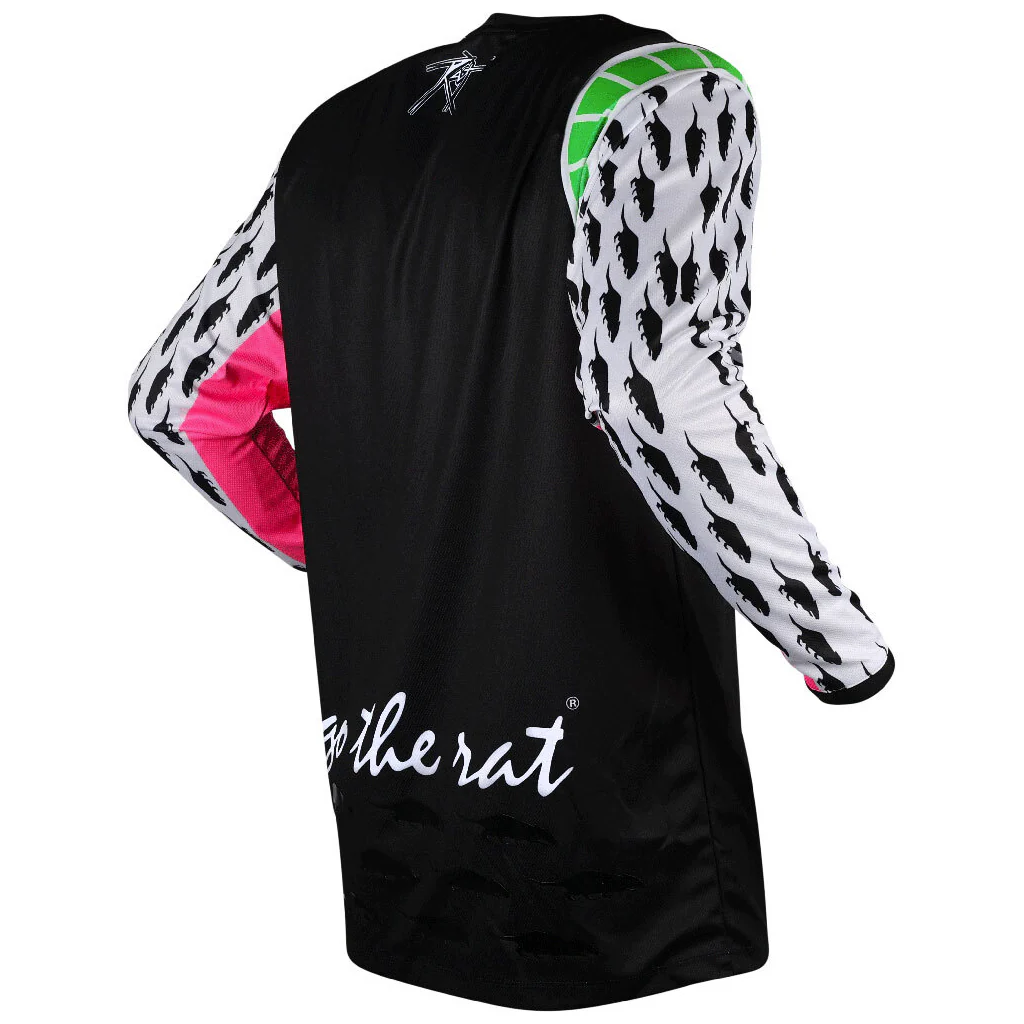 Rat Racing - Cheeseblock 2 Tone Black/Pink/Green Jersey - Image 3