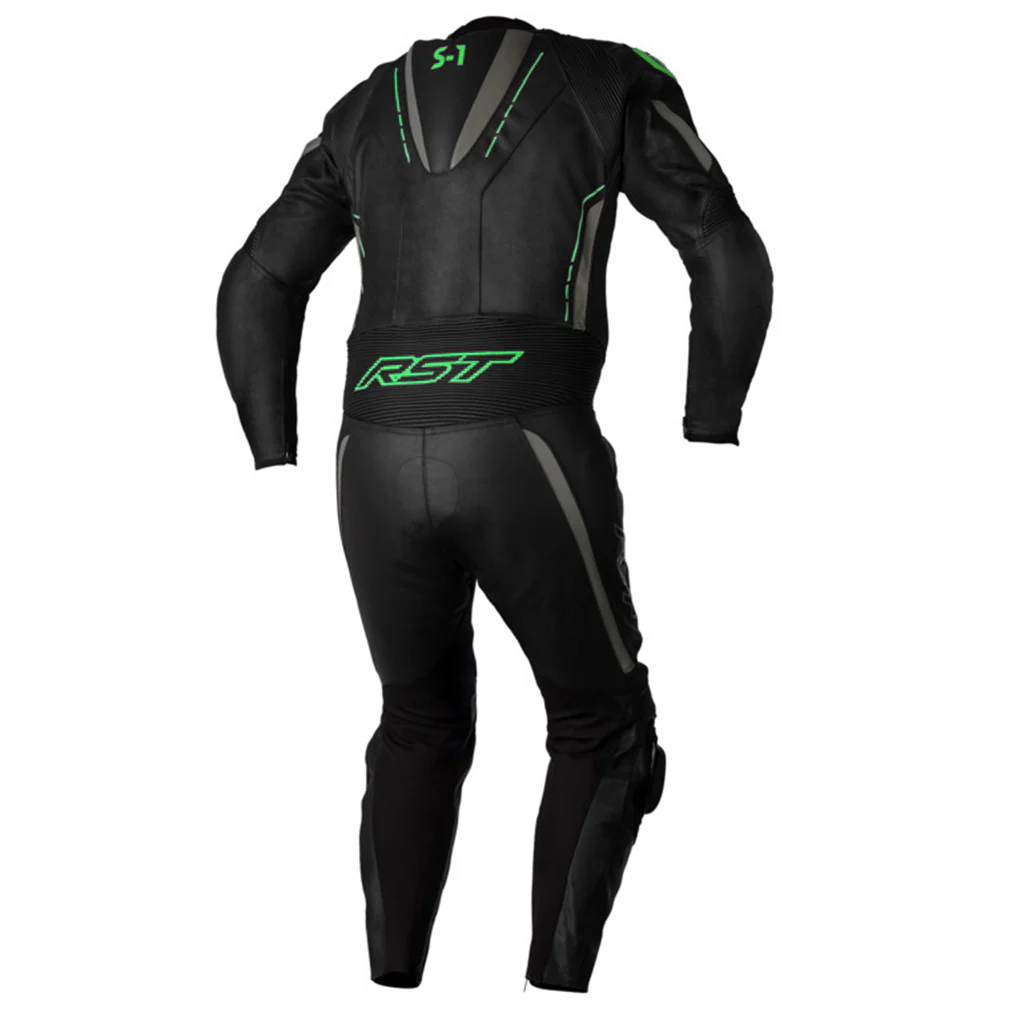 RST - S-1 Black/Grey/Green 1 Piece Leather Suit - Image 2