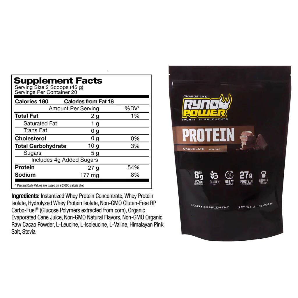 Ryno Power - Chocolate Flavour Protein Powder - 907g - Image 2
