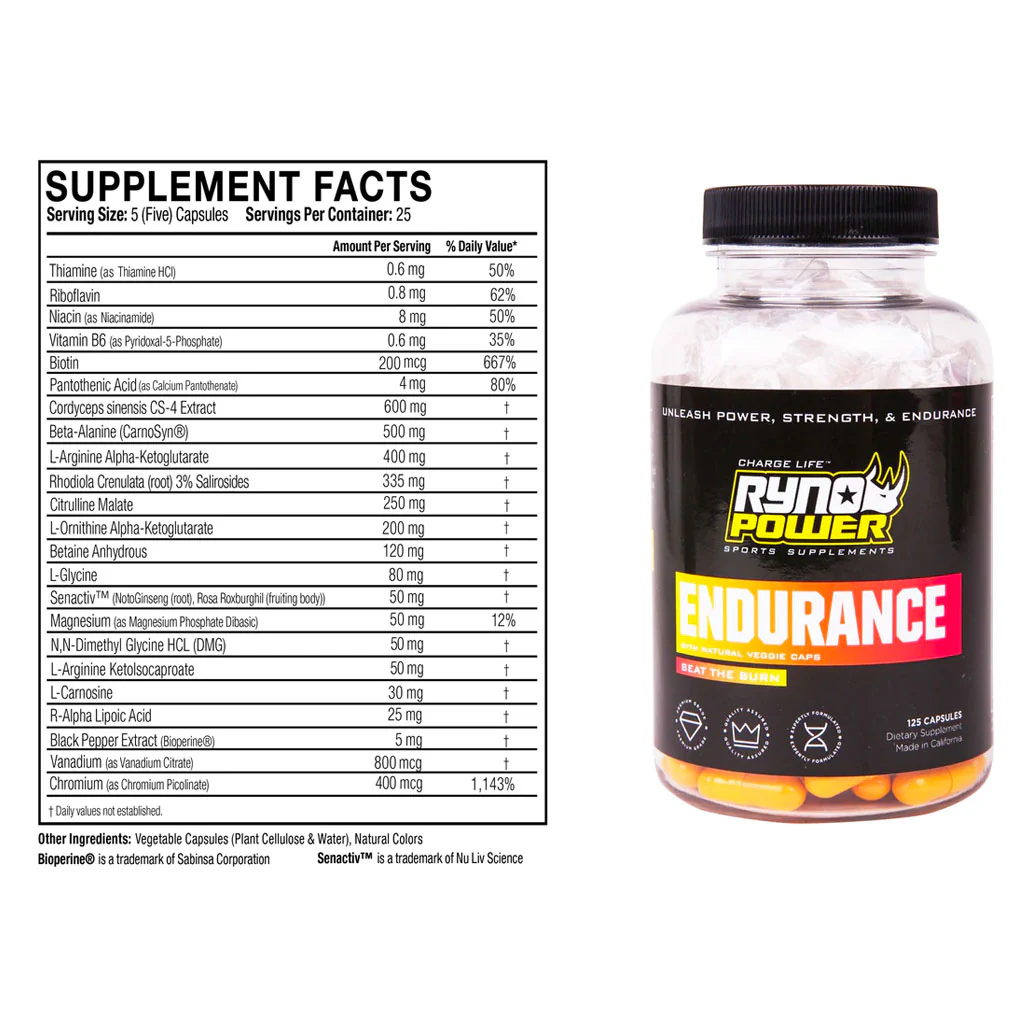 Ryno Power - Endurance Capsules - 125 Pack - Image 2