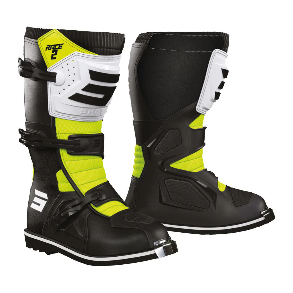 Shot - 2026 Kids Race 2 Black/White Boots