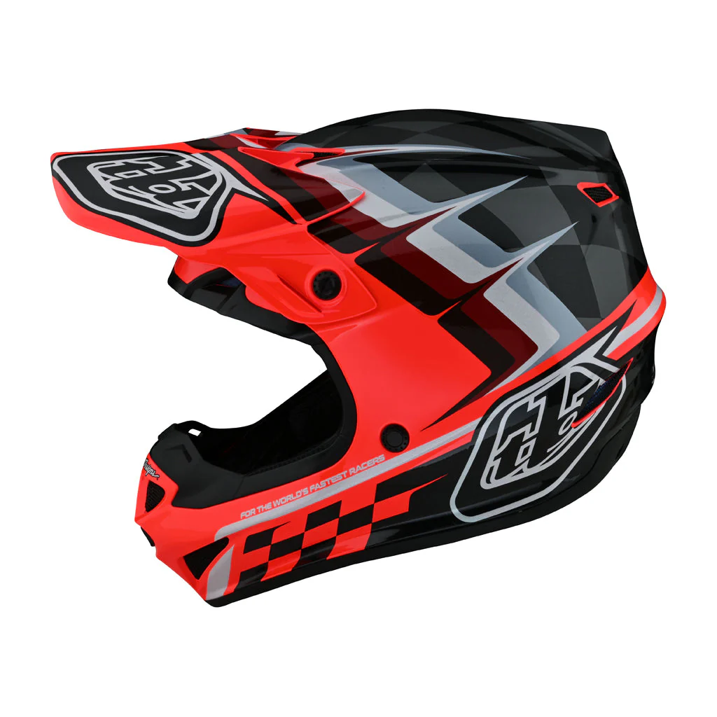 TLD - SE4 Poly Warped Black/Glo Red Helmet - Image 2