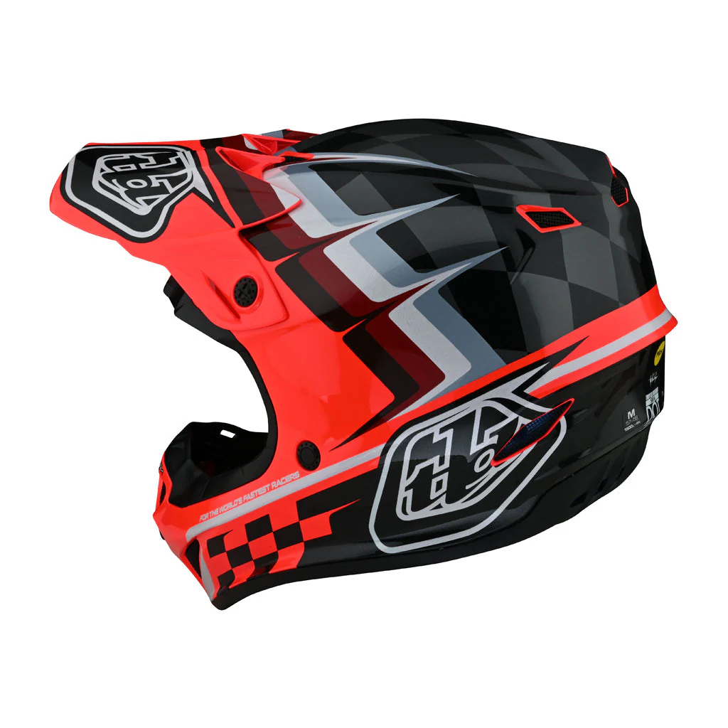 TLD - SE4 Poly Warped Black/Glo Red Helmet - Image 3