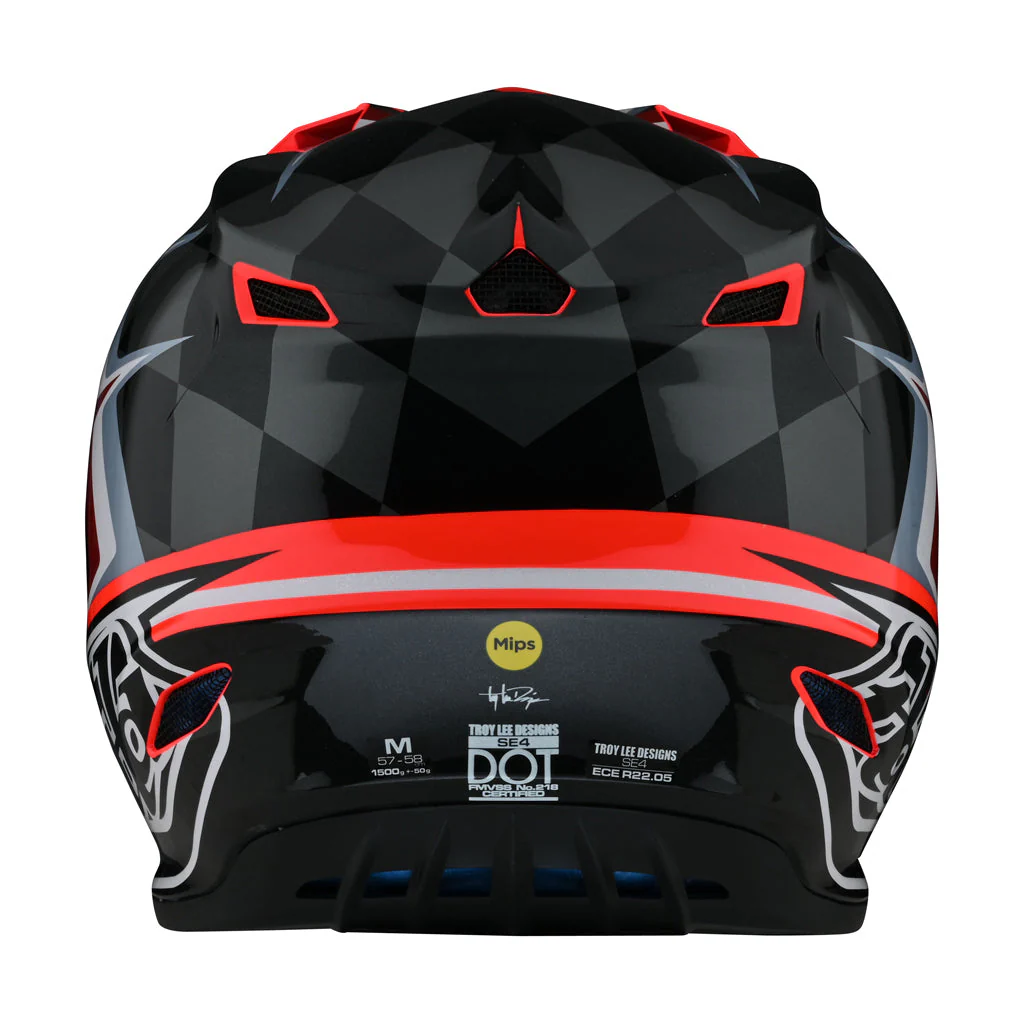 TLD - SE4 Poly Warped Black/Glo Red Helmet - Image 4